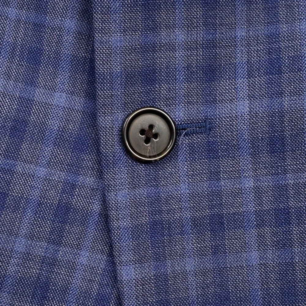 Ralph Ralph Lauren Sport Coat Men 52L Blue Plaid Check Wool Blend Stretch Blazer